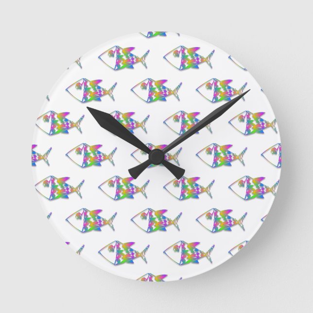 Abstract Fish Pattern Round Clock (Front)