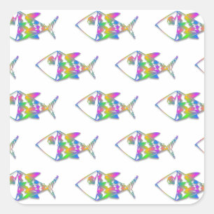 Abstract Fish Pattern Square Sticker