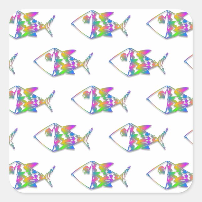 Abstract Fish Pattern Square Sticker (Front)