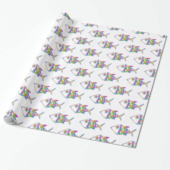 Abstract Fish Pattern Wrapping Paper (Unrolled)
