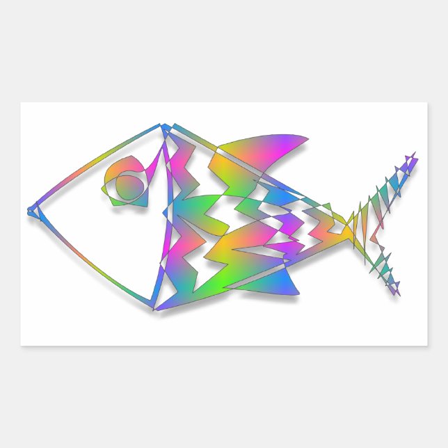 Abstract Fish Rectangular Sticker (Front)