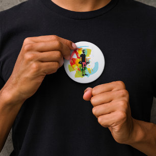 Abstract Fitness Art of Man Lifting Dumbbells 7.5 Cm Round Badge