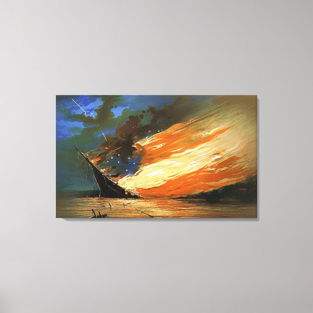 Abstract Flag Burning Painting on Wrapped Canvas (Front)