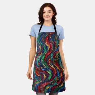 Abstract Flame Fire Dance Jewel Tone Oil Apron