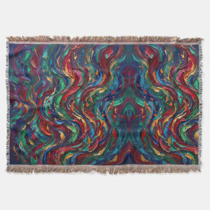 Abstract Flame Fire Jewel Tone Blankets