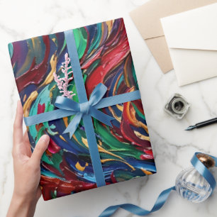 Abstract Flame Fire Jewel Tone Oil Wrapping Paper