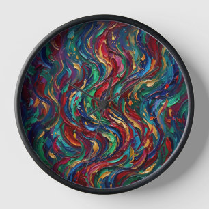 Abstract Flame Jewel Tone Oil Art Clocks