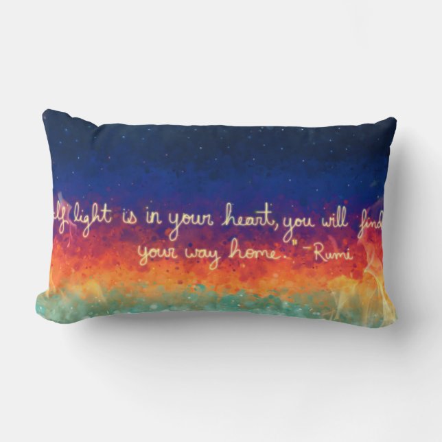 Abstract Flame Rumi Quote Lumbar Cushion (Front)