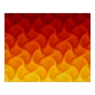 Abstract Flame Waves Red Orange Gradient Pattern Poster