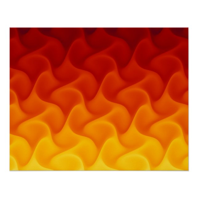 Abstract Flame Waves Red Orange Gradient Pattern Poster (Front)