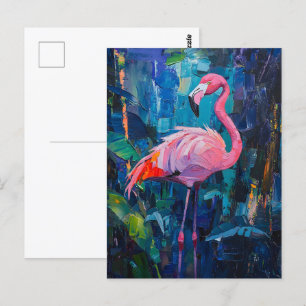 Abstract Flamingo Painting Postcard