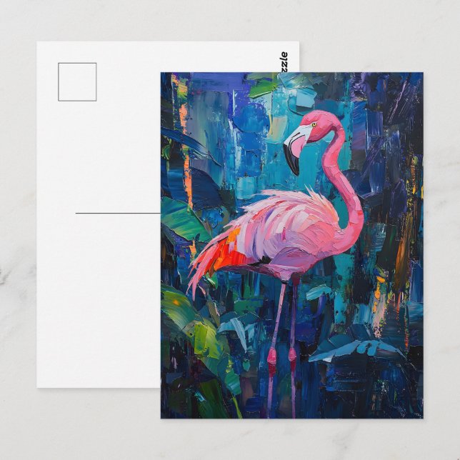Abstract Flamingo Painting Postcard (Front/Back)