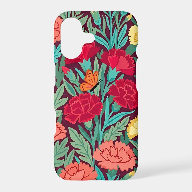Abstract Flat Carnations Butterflies iPhone Cases (Back)