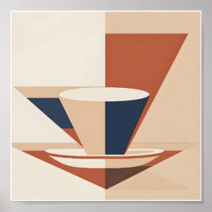 Abstract Flat Geometric Illustration Of A Coffee  Poster