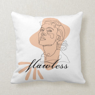 abstract Flawless Woman Face linear drawing Cushion