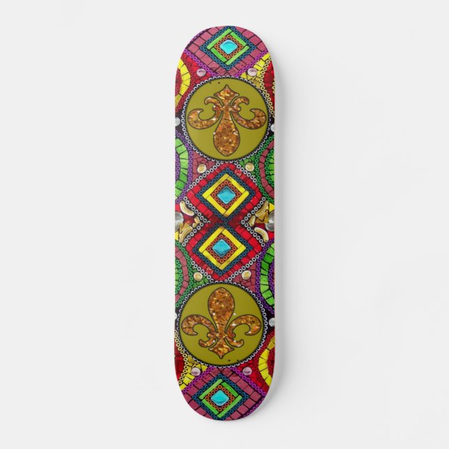 Abstract Fleur De Lis Skateboard New Orleans (Front)