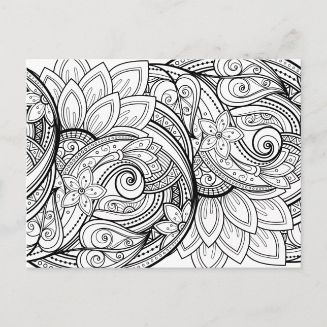 Abstract floral adult colouring postcard (Front)
