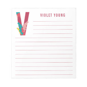 Abstract Floral Alphabet Lined Notepad