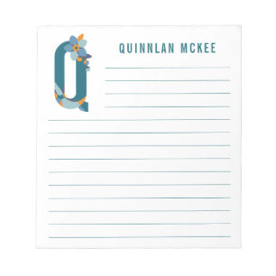 Abstract Floral Alphabet Lined Notepad