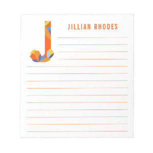 Abstract Floral Alphabet Lined Notepad