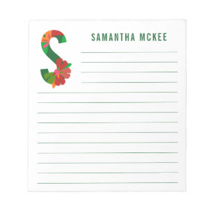 Abstract Floral Alphabet Lined Notepad