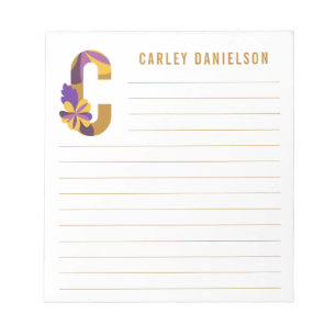 Abstract Floral Alphabet Lined Notepad