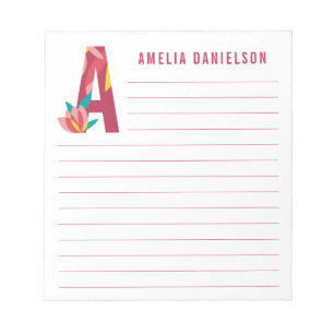 Abstract Floral Alphabet Lined Notepad