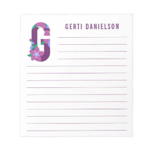 Abstract Floral Alphabet Lined Notepad