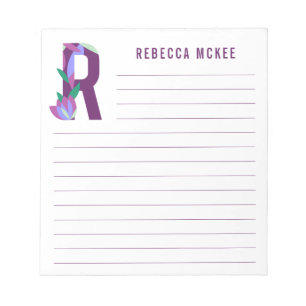 Abstract Floral Alphabet Lined Notepad
