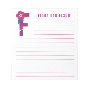 Abstract Floral Alphabet Lined Notepad