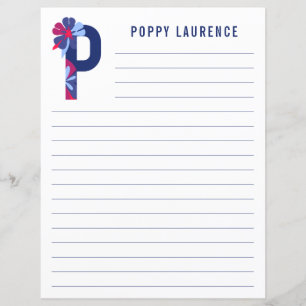 Abstract Floral Alphabet Lined Paper