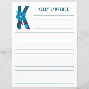 Abstract Floral Alphabet Lined Paper