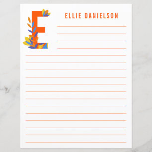 Abstract Floral Alphabet Lined Paper