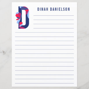 Abstract Floral Alphabet Lined Paper
