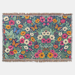 Abstract Floral Anemones Butterflies Blankets