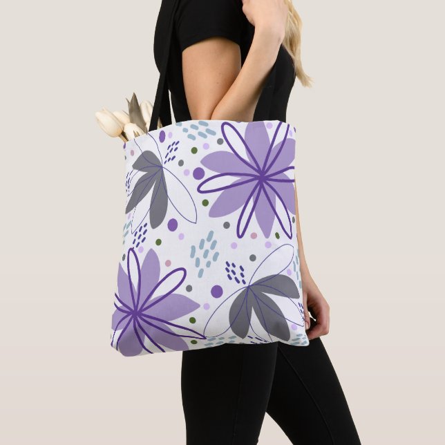 Abstract Floral Art Grocery Shopping Tote Bag (Close Up)