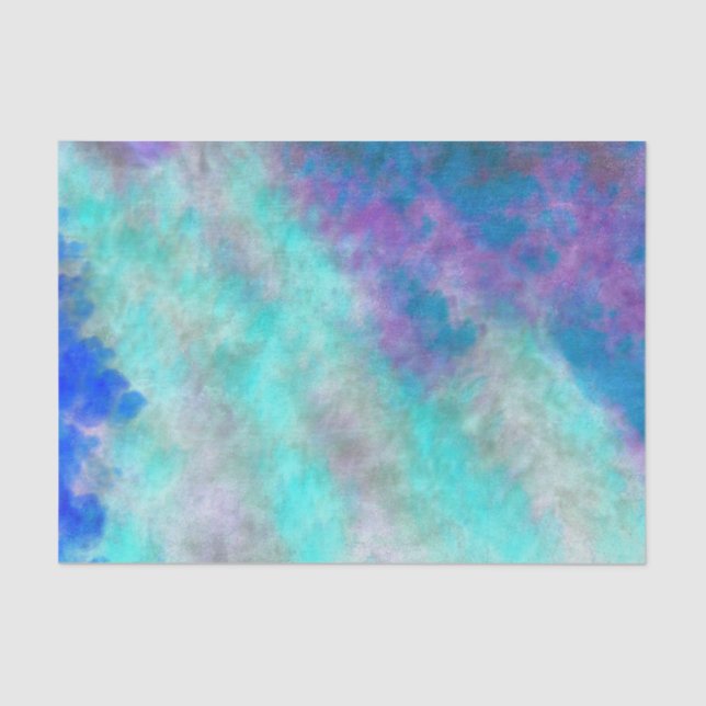 Abstract Floral Art Teal Blue Purple Decoupage Tissue Paper (Front)