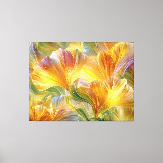 Abstract Floral Art with Yellow Petals Canvas Print (Front)