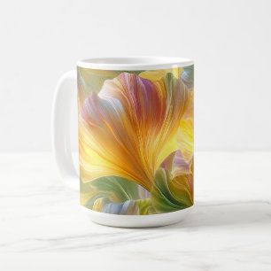 Abstract Floral Art with Yellow Petals Coffee Mug