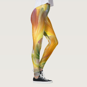 Abstract Floral Art with Yellow Petals Leggings