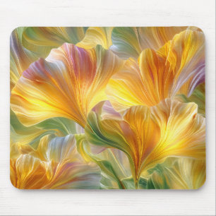 Abstract Floral Art with Yellow Petals Mouse Mat