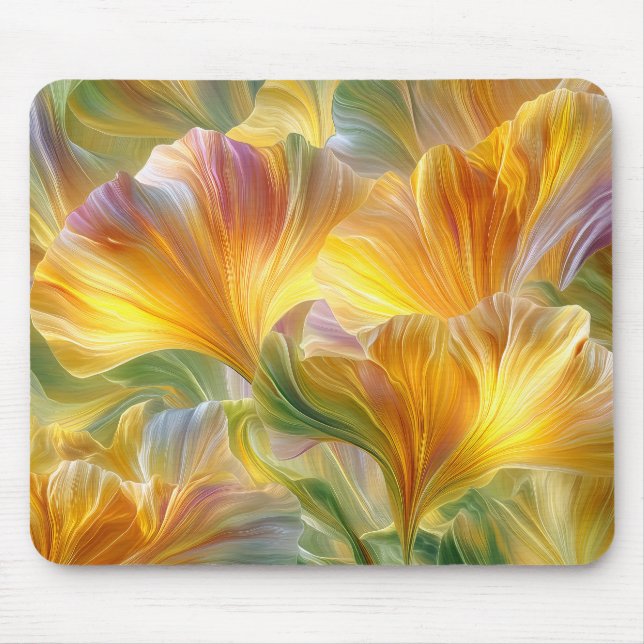 Abstract Floral Art with Yellow Petals Mouse Mat (Front)