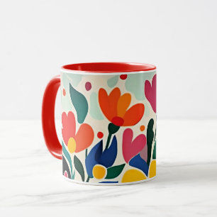 Abstract floral background, vibrant, mug