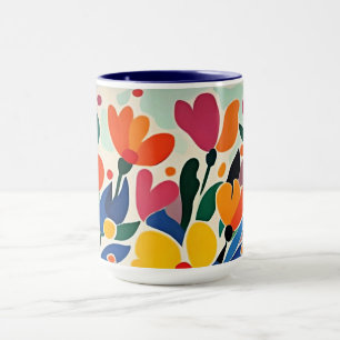Abstract floral background, vibrant, mug