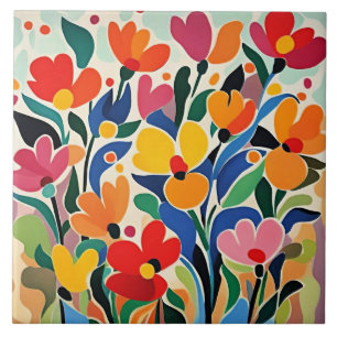 Abstract floral background, vibrant, tile