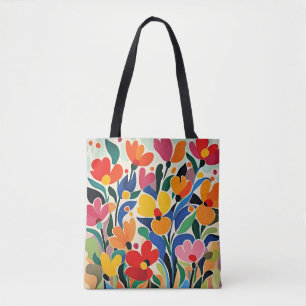 Abstract floral background, vibrant, tote bag