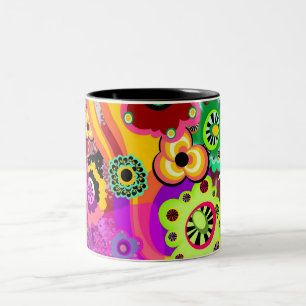 Abstract Floral Bakelite Two-Tone Coffee Mug