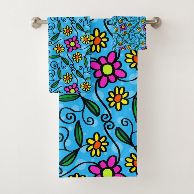 Abstract Floral Bath Towel Set (Insitu)