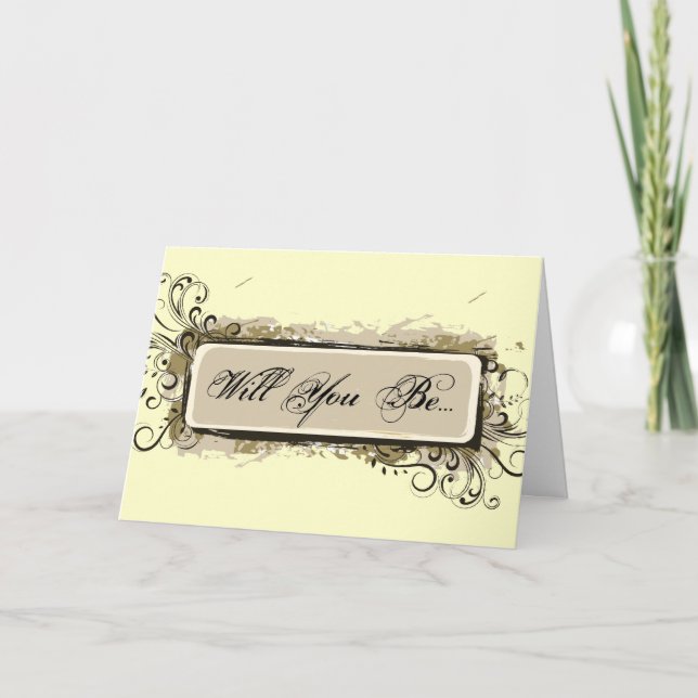 Abstract Floral Be My Bridesmaid Invitation (Front)