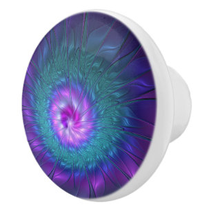 Abstract Floral Beauty Colorful Fractal Art Flower Ceramic Knob
